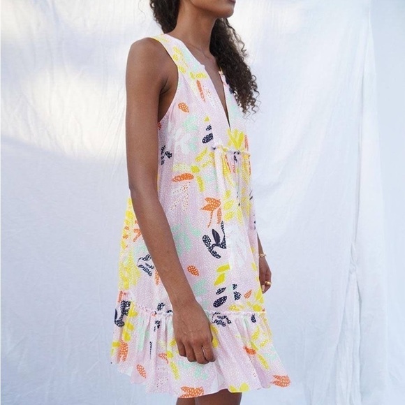 Lemlem NWOT Reef Bib Dress Multi Pink size small - Picture 3 of 13